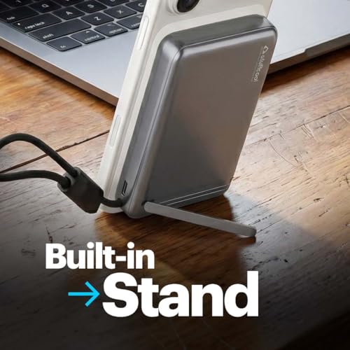 Image of Stuffcool Nido 10000mAh Qi2.2 Certified Magsafe Powerbank, 25W Fast Wireless Charging, 45W PD Fast Charging, Built-in USB-C Cable & Stand, Digital Display, Compatible with iPhone, Samsung & Pixel