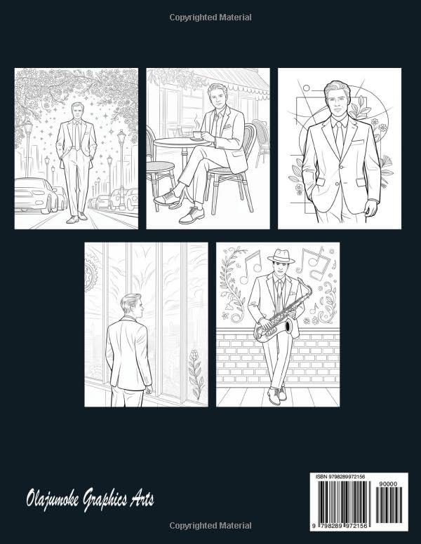 Men in Modern Suits: A Stylish Coloring Book for Adults image 3