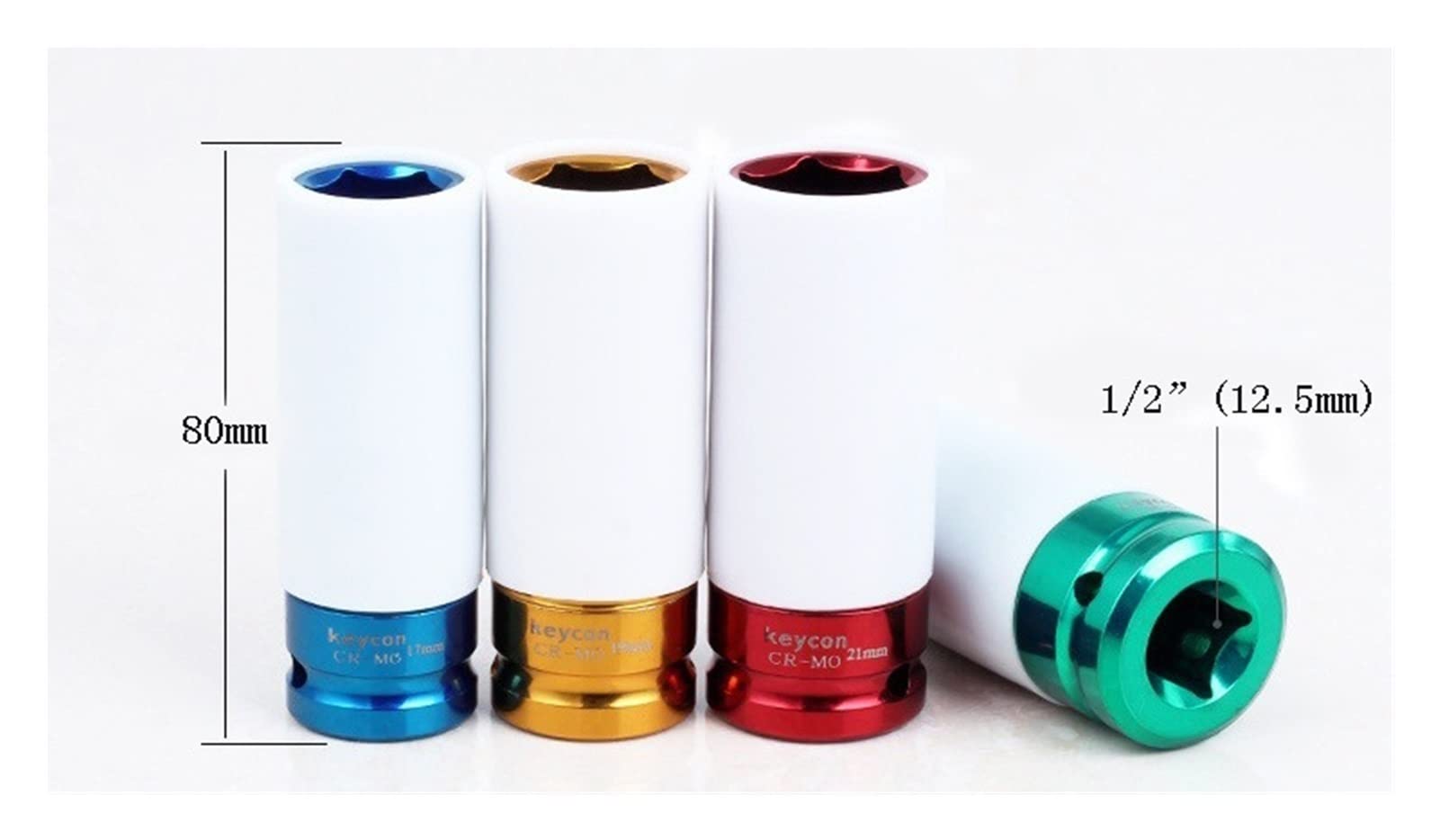 4pcs 17,19,21,22mm 1/2 "Conjunto de zócalo de Impacto CR-mo Cabeza de Llave dinumática Alargada 1/2 Enchufes de Profundidad Herramientas de reparación de automóviles Allen Head