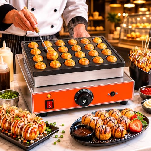 Image of Commercial Mini Pancake Maker, Electric Dutch Pancake Machine with Multi Cavity Plate, Fast Heating Baker for Cafe Restaurant