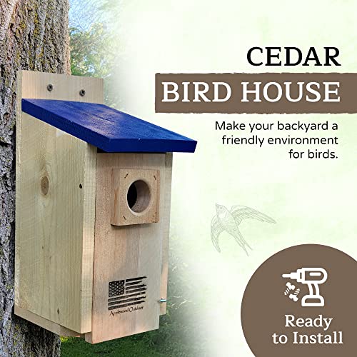 Made-in-USAPremium-Rustic-Cedar-Bird-HousesDurable-Bird-Houses-for-Outside-wPredator-GuardEasy-to-Install-Bird-Box-for-Bluebirds-Chickadees-and-WrensIncludes-Mounting-Screws-Applewood-Outdoor Made in USAPremium Rustic Cedar Bird HousesDurable Bird Houses for Outside wPredator GuardEasy to Install Bird Box for Bluebirds Chickadees and WrensIncludes Mounting Screws Applewood Outdoor