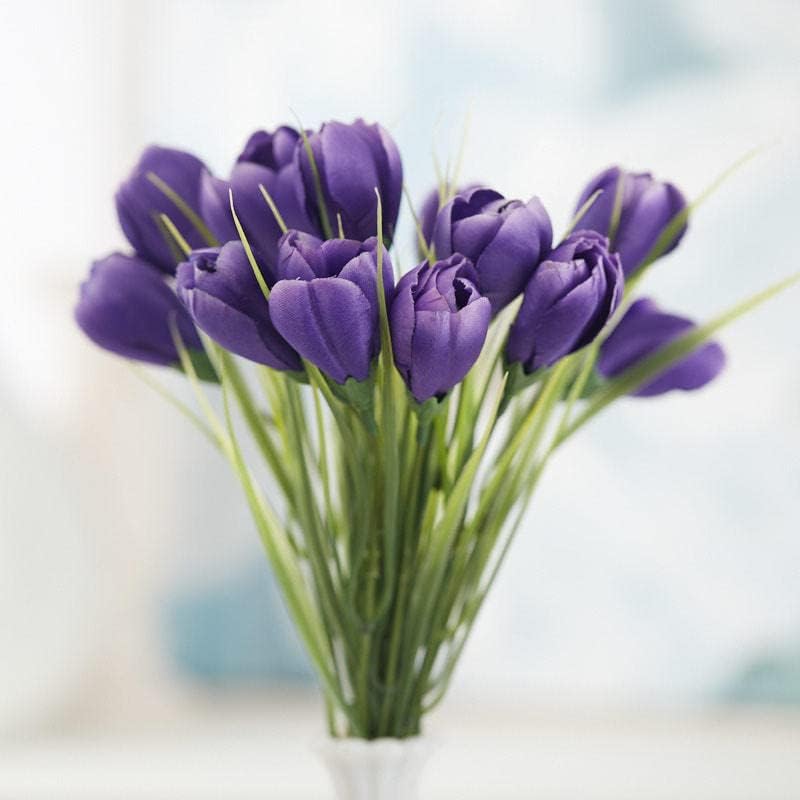 Miniatura 6 de Factory Direct Craft Juego de 3 arbustos de azafrán artificiales, morado oscuro y crema, ramos de azafrán floral de seda para arreglos de primavera