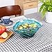 suruim Hand Blown Blue Ocean Wave Crystal Glass Bowl - Large Glass Bowl Decorative Sea Glass Fruit Bowls Art for Coastal & Modern Home Office Centerpiece