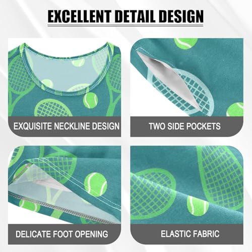 ALAZA Tennis Ball Funny Stylish Pajamas Set Short Sleeve Cotton Sleepwear Summer Pjs 2 Piece 5-14Y4