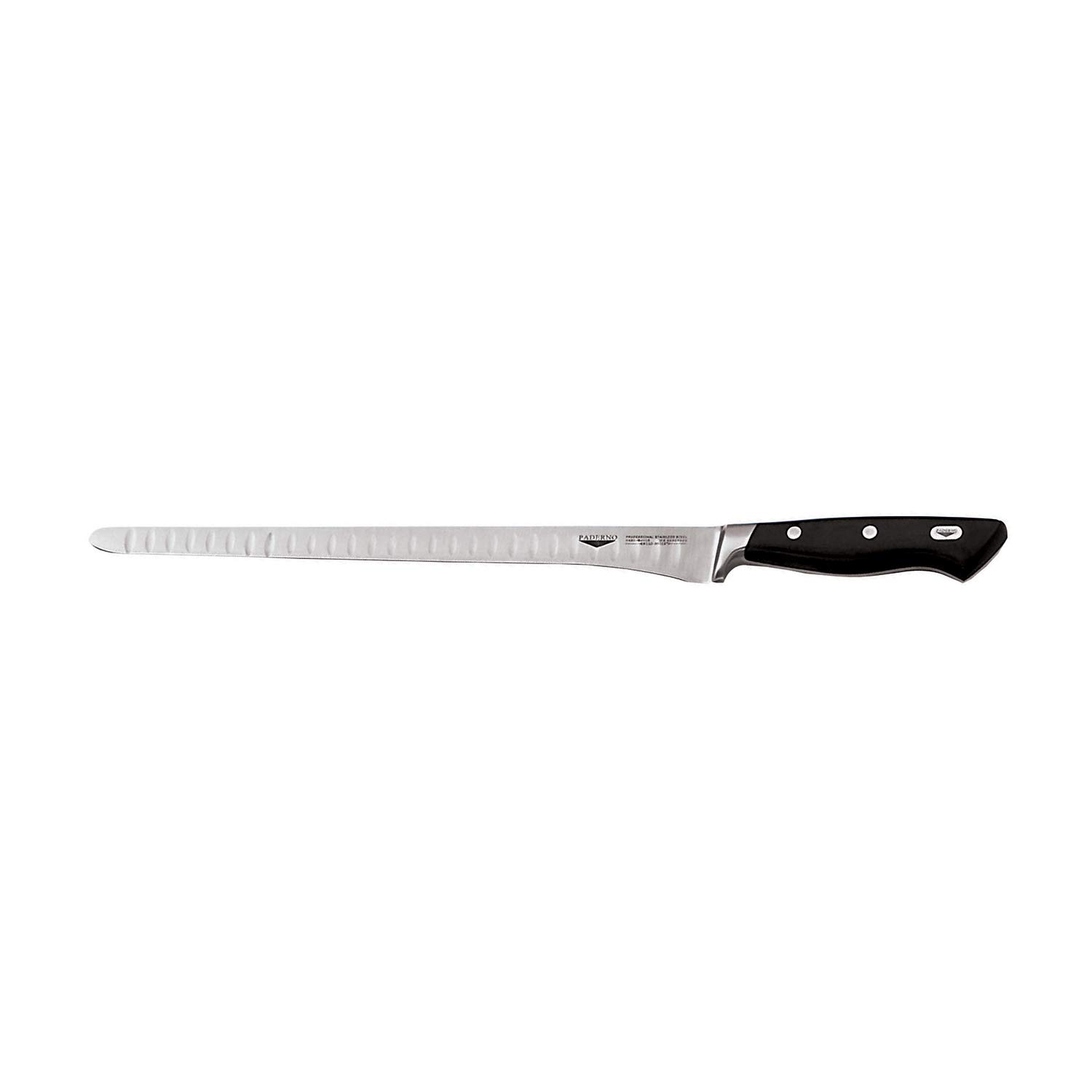 Couteau à jambon Paderno Forgiati en acier noir de 30 cm