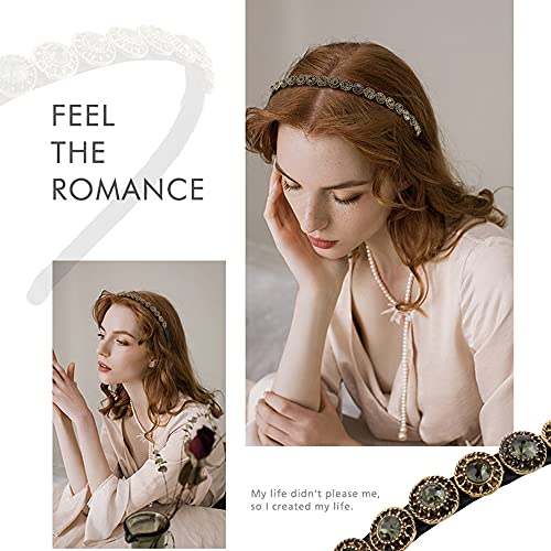 Naihod 3 Pcs Pearls Rhinestones Thin Headbands For Women Girls Luxury Vintage Hair Bands For Women's Hair With Cloth Wrapped Metal Hair Hoop Baroque Headpiece Elastic Head Bands #TOP5