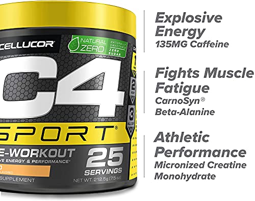 C4 Sport Pre Workout Powder - Pre Workout Energy With 3G Creatine Monohydrate + 135Mg Caffeine And Beta-Alanine Performance Blend - Nsf Certified For Sport | 25 Servings #TOP2