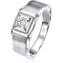 0.8ct D Color Moissanite Men Rings Silver 925 Round Cut Wedding Ring for Man Gifts Jewelry