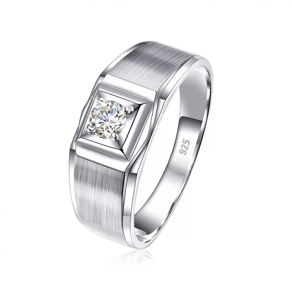 0,8 ct D Farbe Moissanite Männer Ringe Silber 925 Rundschliff Ehering für Mann Geschenke Schmuck