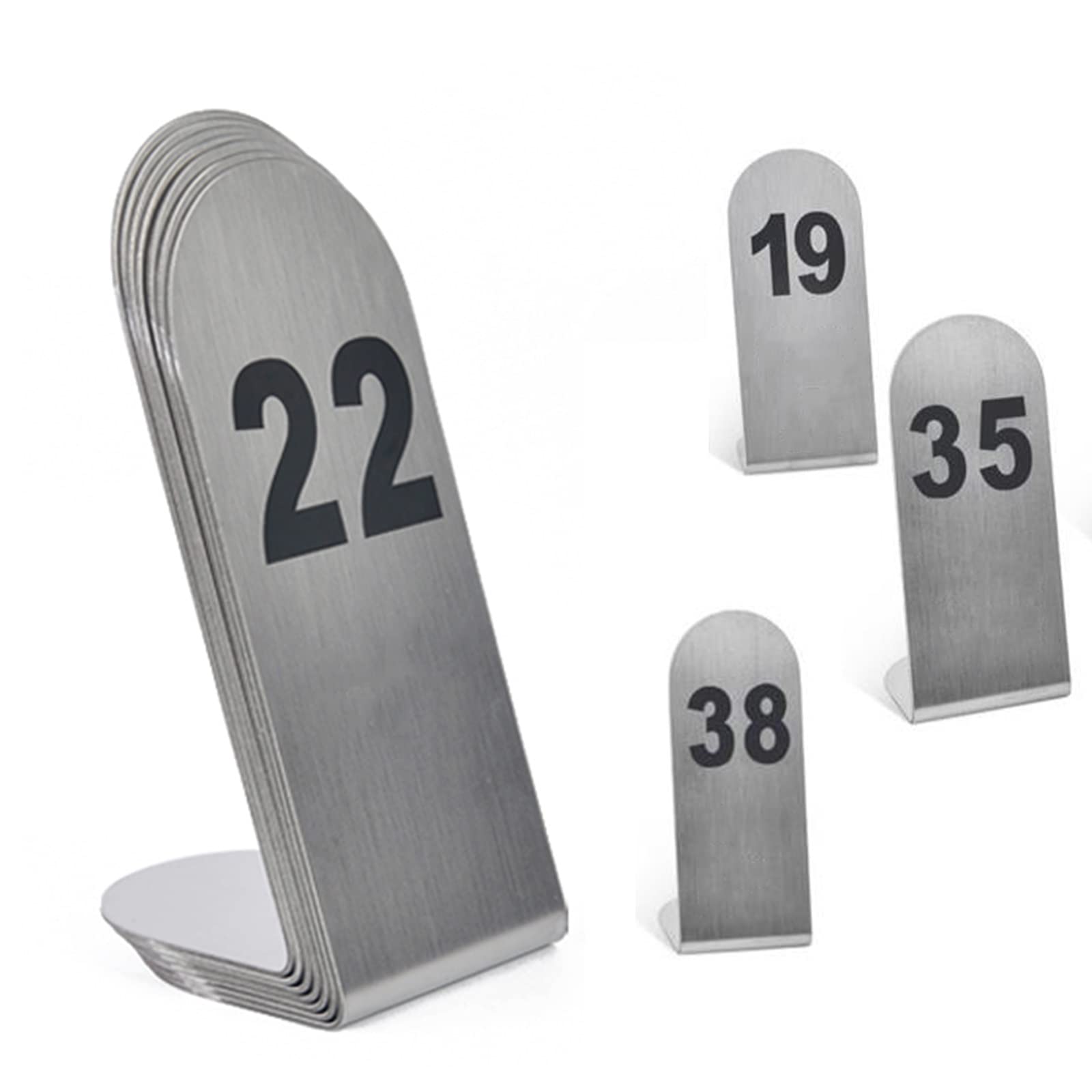 V3VOGUE Numero di Tavolo Ristorante in Acciaio Inox, 1-25/50/100 Carte da Numero di Tavolo, Impilabili, Robusti E Leggeri, Tavolo Segno per Matrimonio, Targhette Numerazione Tavoli