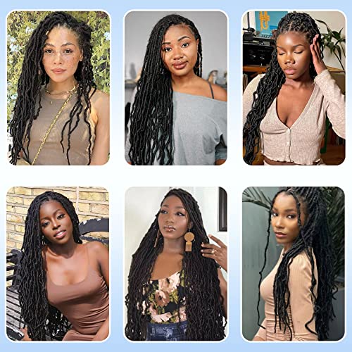 Faux Locs Crochet Hair 22 Inch 7 Packs Pre Looped Soft Locs Crochet Hair Curly Crochet Locs For Black Women Goddess Braids Butterfly Locks Hair Extensions(1B, 22Inch, 7 Packs) #TOP5