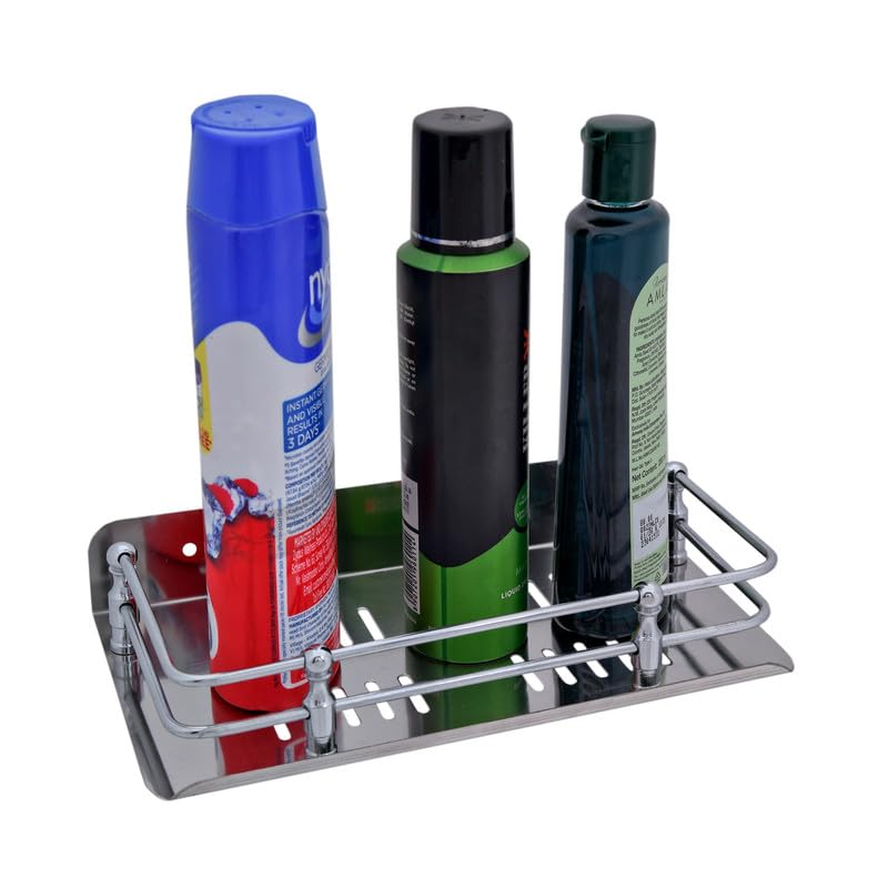 Stainless Steel Multi-Purpose Sheet Shelf 9 Inch - Bathroom Rack - Perfume Rack - Shampoo Rack - Store Rack for Bathroom and Kitchen Stainless Steel Wall Shelf Rack-image-32