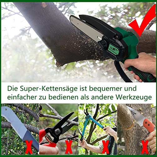 Mini Kettensäge YMISII mit Akku, 6 Zoll und 4 Zoll Schwertlängen