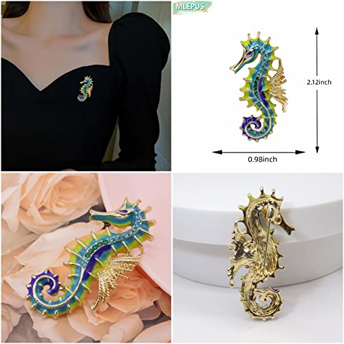 Vintage Seahorse Brooch Pin Cute Animal Enamel Crystal Rhinestone Novelty Interesting Personality Ladies Girl Lapel Pin #TOP1
