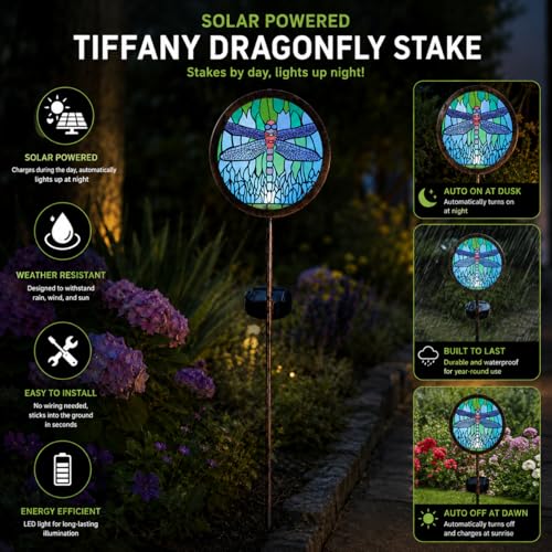 anyperfect Solar Garden Lights Outdoor Waterproof Dragonfly Stake 2Pack - image 2