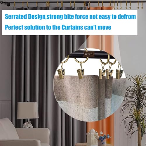 40 Pcs Curtain Rings for Curtain Rod,Antique Brass Metal Curtain Ring with Clips,Decorative Drapery Interior Diameter Curtain Rod Clips Hangers for Bathroom Living and Guest Room (1 inch) - Image 3