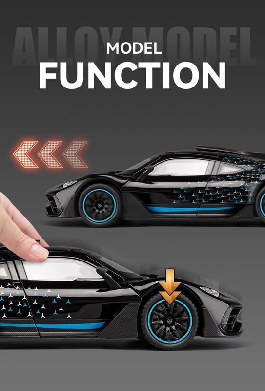 Image of Model 1:24 Mercedes Benz AMG ONE Model Alloy Metal Pull Back Die-cast Car Openable Doors with Sound and Light Vehicle Car Toy for Kids - Multicolor