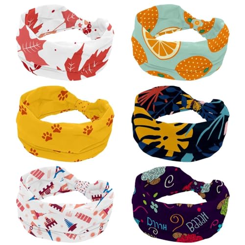 Bandeau turban doux en tranches de fruits oranges bandeau large élastique sport femme