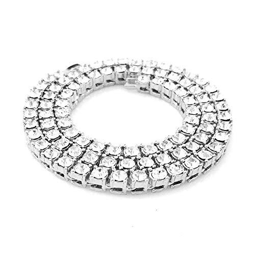 HH Bling Empire Unisex Iced Out Hip Hop Silver Gold Artificial Diamond cz Tennis Chain 16 18 20 22 24 30 Inches (1 Row - Silver, 24) - Thumbnail 4
