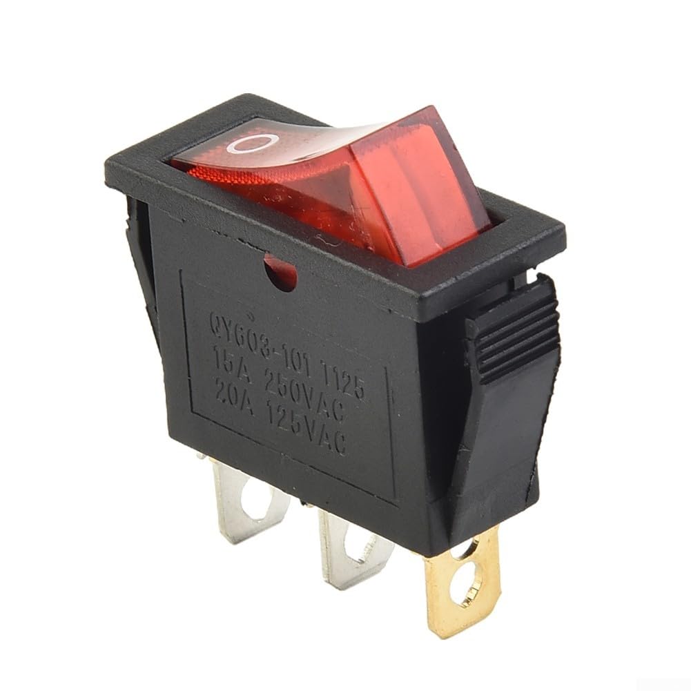 Interruttore a bilanciere 15A 250V 20A 125V ROSSO ON-OFF-ON 3 pin, tipo sottile a scatto con terminali a pressione per elettrodomestici