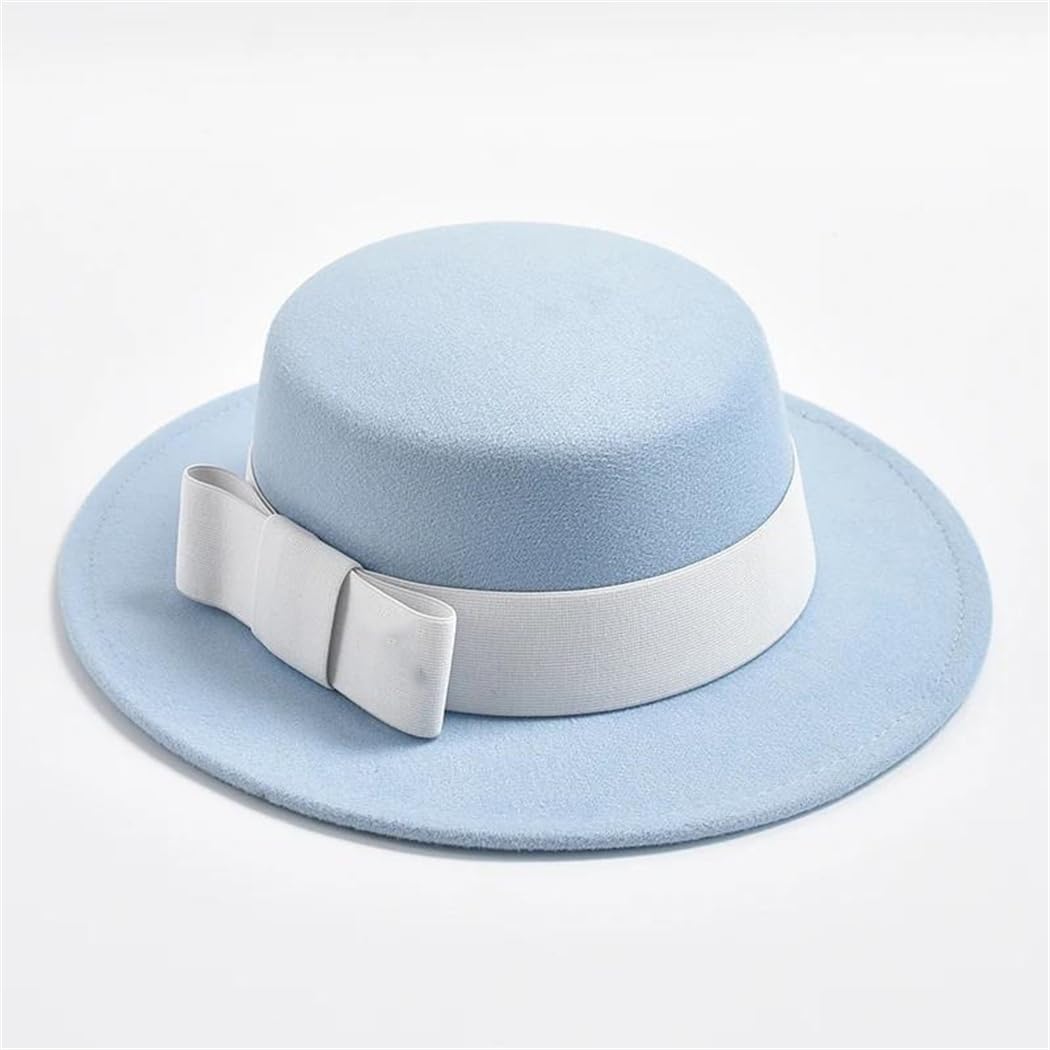 Cappello Fedora da donna, elegante, formale, per matrimonio, decorazione da chiesa, cappello piatto con fiocco per feste e jazz