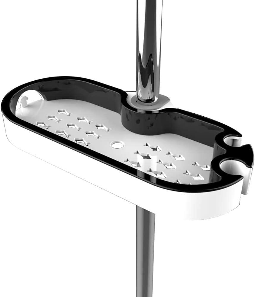 Santo Shower Rail Soap Holder Shower Soap Dish Tool-free Soap Tray Great for Multi-functional Bathroom Use Fits 22mm/0.87 Inch, 24mm/0.94 Inch, 25mm/0.98 Inch Riser Rail/Tube.