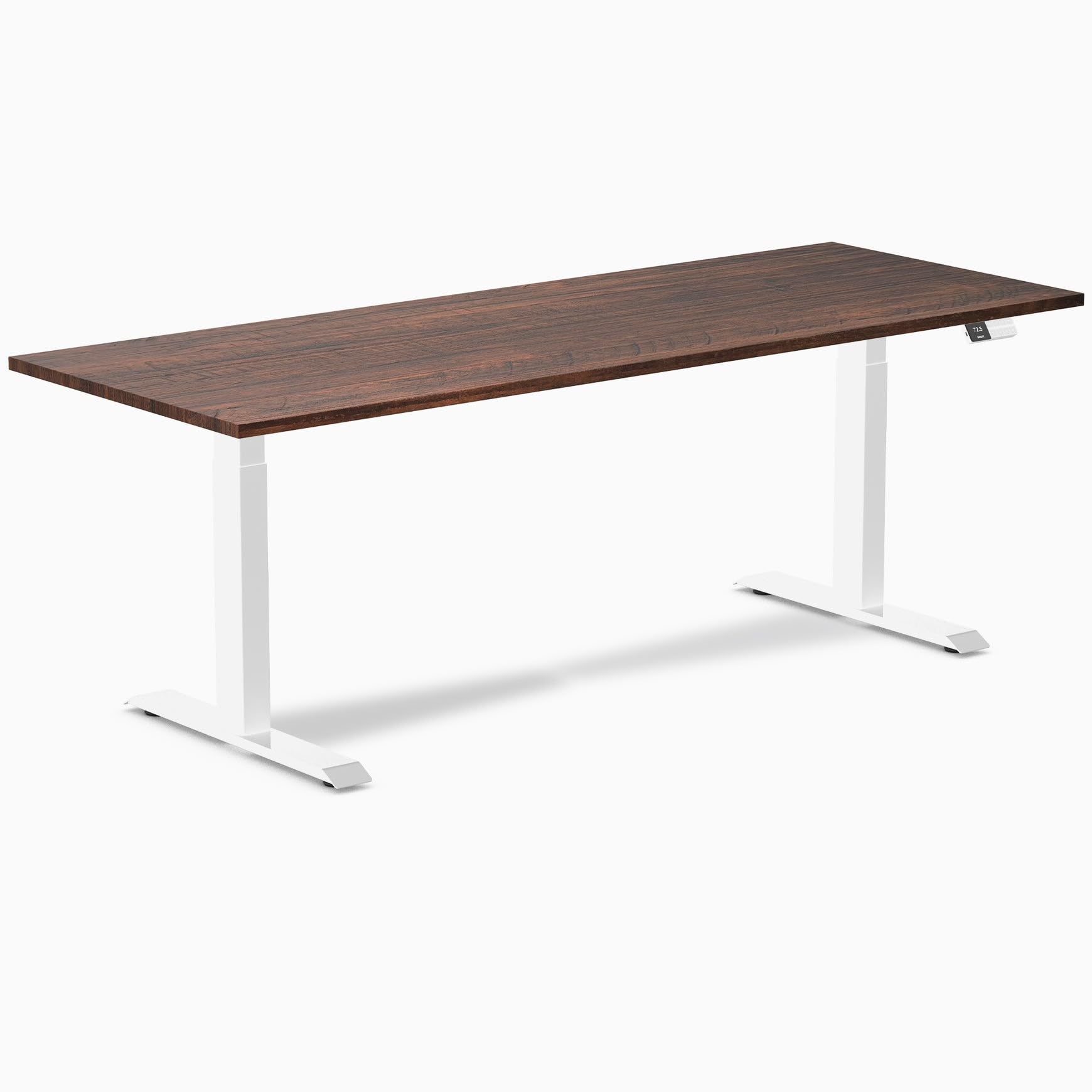 Desky Dual Softwood Sit Stand Desk American Pine 80" White