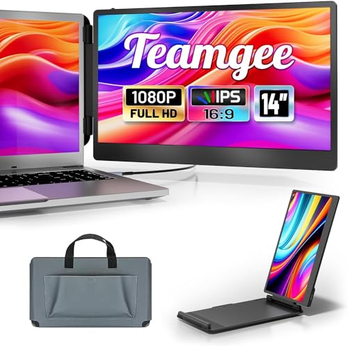 51hMCbJBpCL Teamgee Tragbarer Monitor für Laptop - 14'' FHD Portable Monitor - Bildschirm für 13''-17'' Mac Windows Chrome - USB-C & HDMI