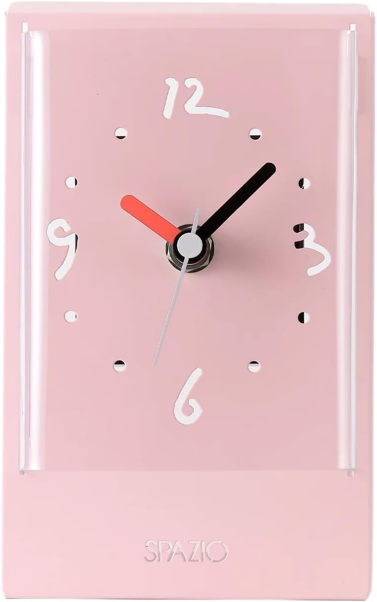 Okuma Japan 649321 Toshiyuki Kita, SPAZIO Table Clock, Rose Pink, 3.5 x 5.5 x 2.4 inches (90 x 140 x 60 mm)