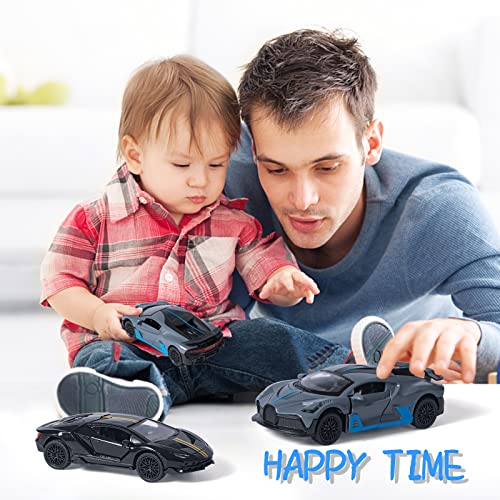 Komendant 2 Pack Die-Cast Sports Racing Cars Pull Back Vehicles Toy 1/36 Scale Metal Model Car With Sound And Light Gift For Boy Girl Kid Child #TOP6