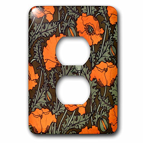 Art nouveau Coquelicots rouges plaque décorative de finition premium