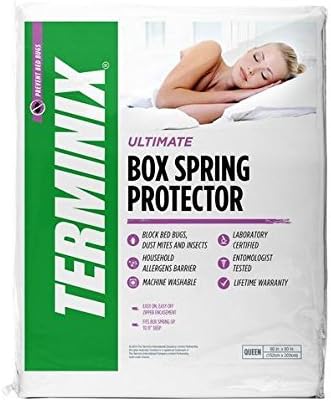 TERMINIX Professional-Grade Ultimate Bed Bug Box Spring Protector - 6-Sided Water-Resistant Zippered Encasement - Blocks Dust Mites & Insects - Queen Size