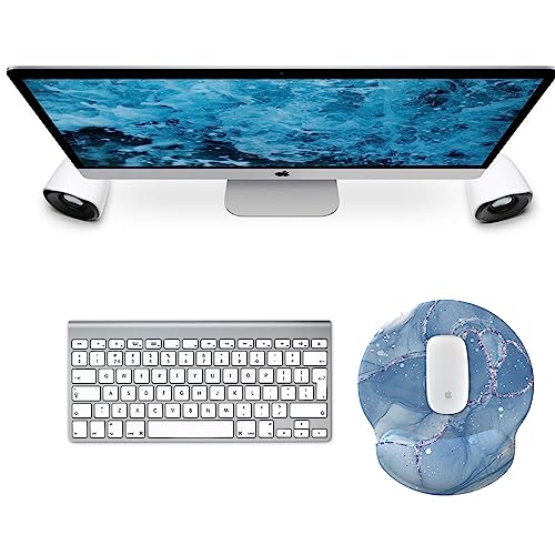 Image of eulps Mouse Pad with Wrist Rest, Comfortable Computer Mousepad with Gel Wrist Support Smooth Surface and Non-Slip PU Base for Pain Relief, Laptop, Office & Home (Ice Lotus)