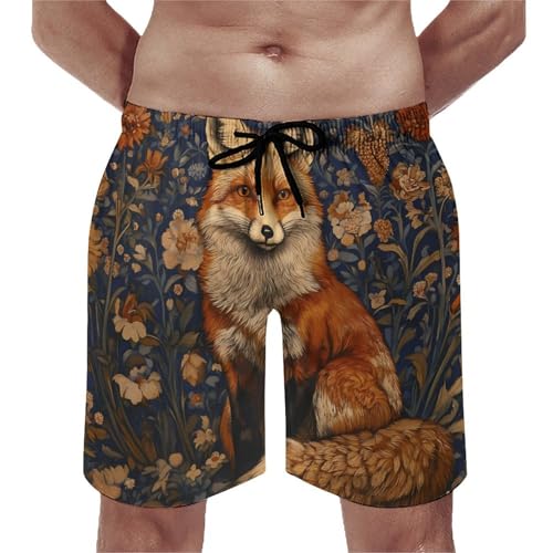 Fox in The Garden Men's Swim Trunks Board Shorts Beachshorts Swimsuits with Pockets Mesh Liner - Main Image