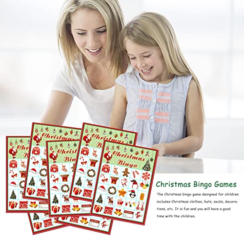 VENTDOUCE Bingo Noël pour Jeux Fête Noël en Grand Groupe pour Enfants 24 Joueu Cartes Bingo Noël pour L'école Salle Classe Famille Faveurs Fournitures Fête Noël – Image 8