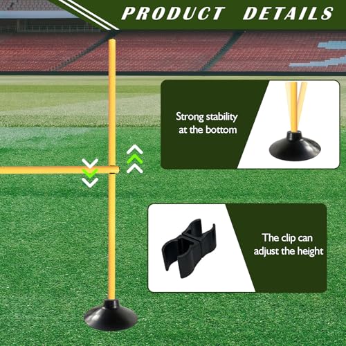 TNZMART 4.9 FT Agility Poles Adjustable Hurdles for Soccer Football Speed Training Equipment Track and Field (6 Groups, Yellow)