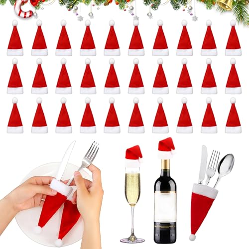 FMKLDENA 30 Stück Mini Weihnachtsmütze, Weihnachtsmann Mütze...