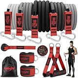 WALITO Resistance Bands Set - Exercise Bands with Handles, Door Anchor, Legs Ankle Straps, for Heavy Resistance Training, Physical Therapy, Muscle Training, Yoga, Home Workouts, Gym (Red 200Lbs)
