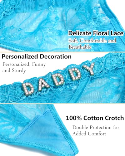 Image of Sexy Underwear for Women Lace Panties Sexy Thong with Funny Rhinestone Letters for Couple Gifts