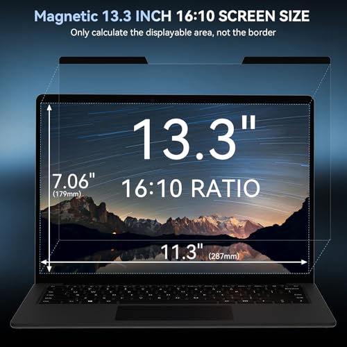 Image of Mamol Magnetic Laptop Privacy Screen 13.3 & 13.4 inch ,16:10 Aspect Removable Anti Glare Protector Blue Light Privacy Screen Filter,Filter Shield Compatible with