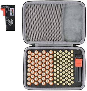 co2CREA Twardy podróżny organizer na baterie do przechowywania do testera baterii BT-168D, torba na baterie mieści 53 baterie AA 63 baterie AAA