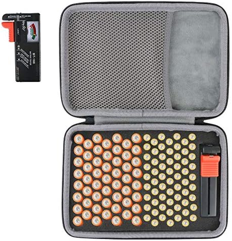 co2CREA Twardy podróżny organizer na baterie do przechowywania do testera baterii BT-168D, torba na baterie mieści 53 baterie AA 63 baterie AAA