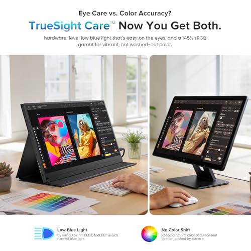 UPERFECT Portable Monitor 15,6", NxtLED™ Augenschonender Laptop-Monitor, 125% sRGB 1080p, Flimmerfreies Display mit USB-C, HDMI und VESA-Anschluss für Computer Mini-PC und Spielekonsolen 4