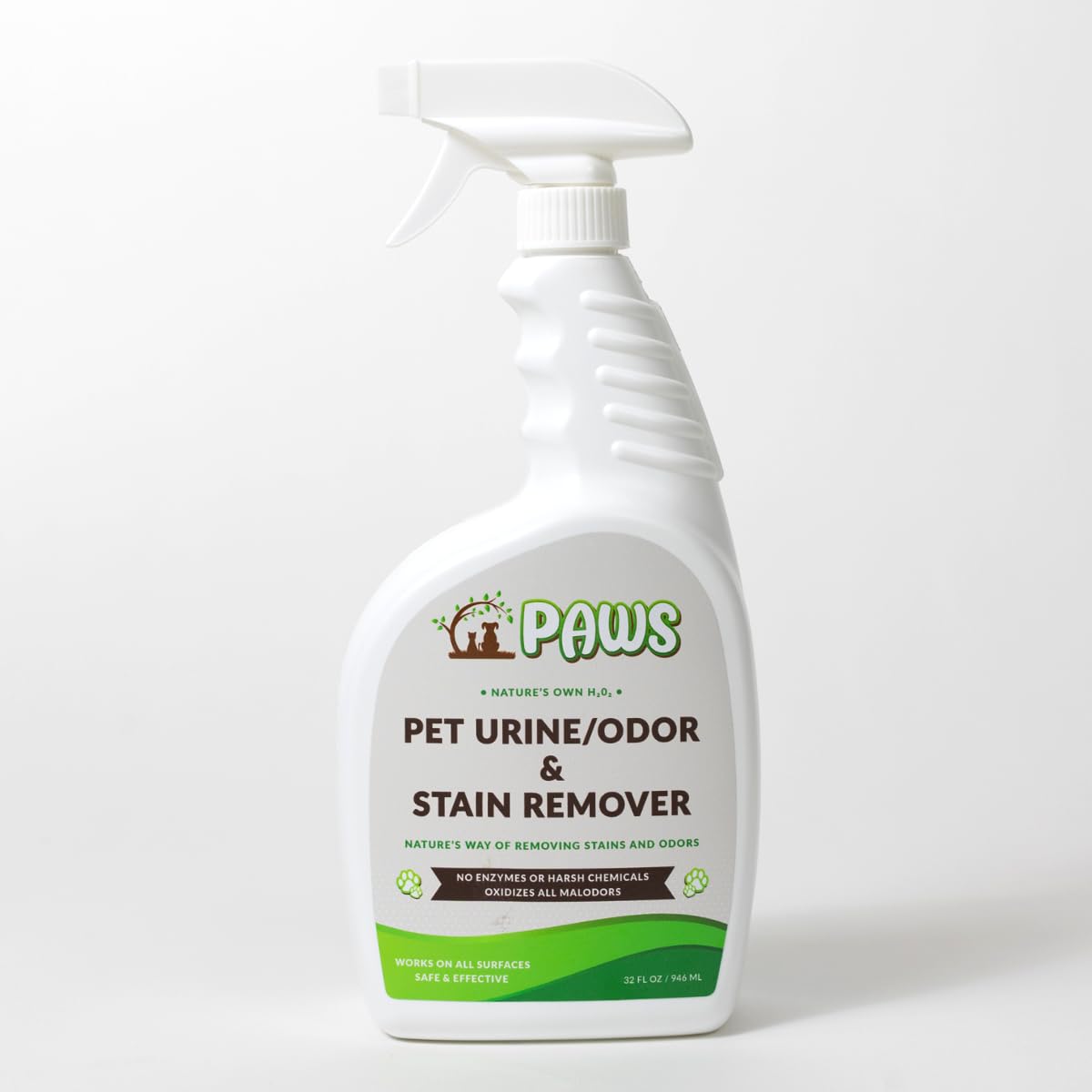 PAWS Pet Urine/Odor & Stain Remover, 32oz Pet Odor Eliminator, Carpet Stain Remover for Cats & Dog Pee, Cat Urine Destroyer, Carpet, Tile, Upholstery,