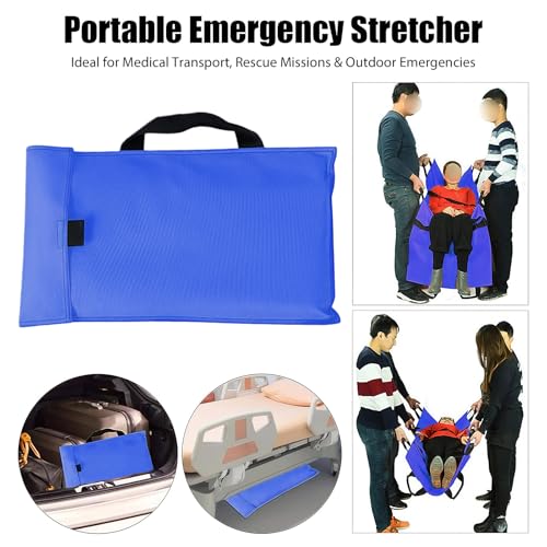 TAZZOR Notfall Rettungstrage, Tragbare, Zusammenklappbare Erste-Hilfe-Trage, Aus Oxford-Stoff Mit 12 Griffen Für Krankenhäuser, Sportstätten, Krankenwagen Und Hilfsmittel Zur Behindertenpflege (Blau)