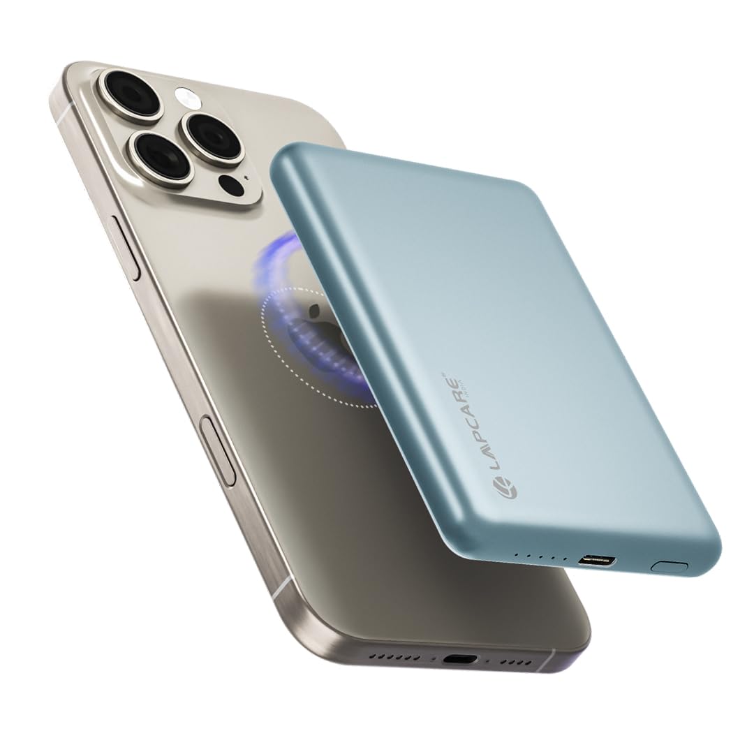 Lapcare Nucleo 5000mAh Mag-Safe Pocket Power Bank | 15W Wireless Charging | 22W PD Fast Charging | Type-C Input/Output | Strong Magnetic Hold | Compact & Portable | Made in India-image-16