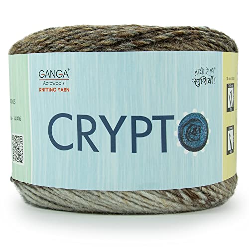 Image of Ganga Acrowools Crypto -100% Acrylic Yarn, Hand Knitting and Crochet Yarn, Pack of 2 Balls - 100Gm Each. Shade No - Ptt1912, Multi