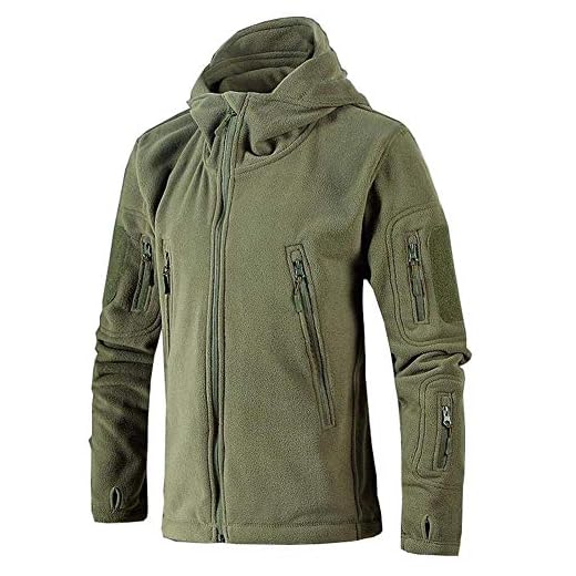 BOLAWOO Fleecejacka för män varm fleece dragkedja klassisk hel jackor jacka mode varumärken män fleece kavaj huvtröjor perfekt för sport arbete och fritid army grön M