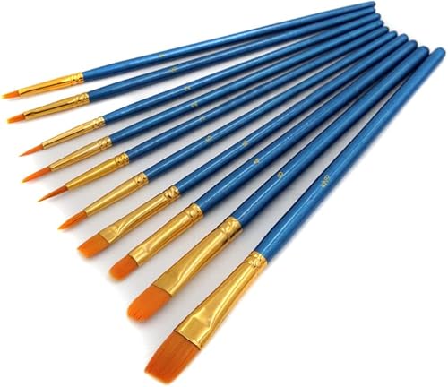 Juego de pinceles de pintura, 10 pinceles de pintura para acuarela, pinceles de artista para principiantes, niños, artistas, estudiantes, dibujo,