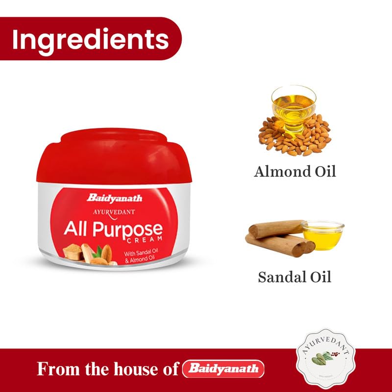 Baidyanath Jhansi Ayurvedant All Purpose Cream With Sandal Oil & Almond Oil 4 51hMFLCq03L